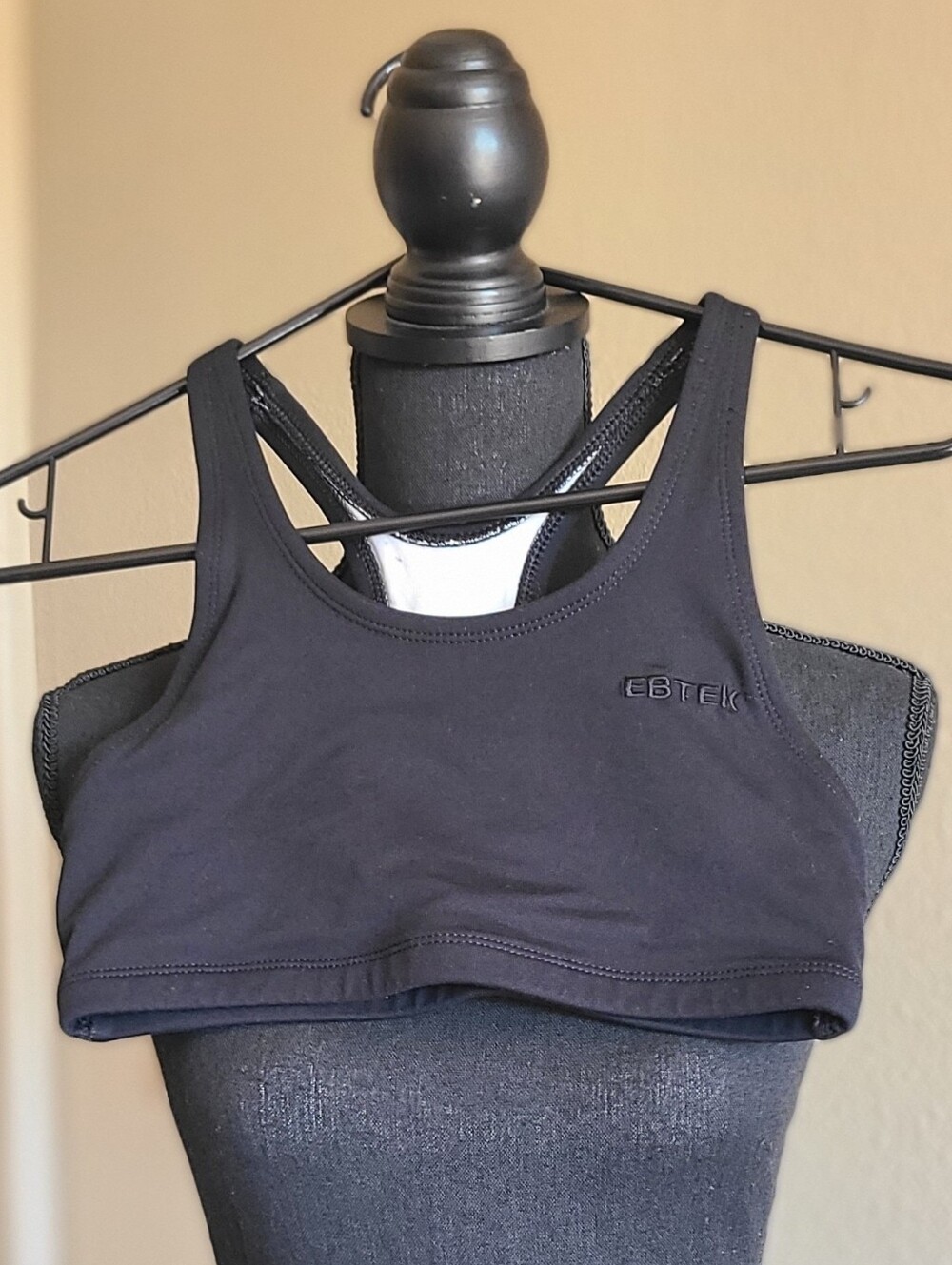 Eddie Bauer Black Racerback Sport Bra with Crossback Straps